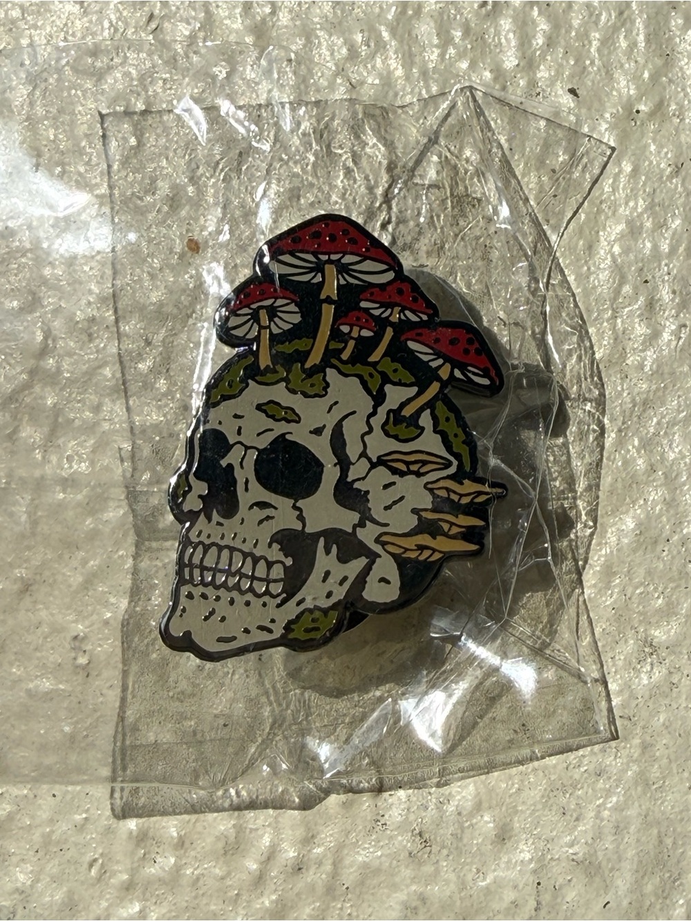 Authentic Strike Gently Co. "Shroom Moss Skull" Hard Enamel Pin - Deluxe Locking